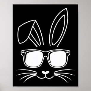 Cool Easter Bunny Face With Sungles  Poster