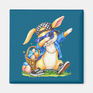 Cool easter bunny hip hop kids boys magnet
