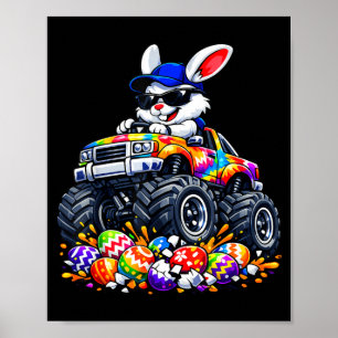 Cool easter bunny monster truck eggs kids boys poster