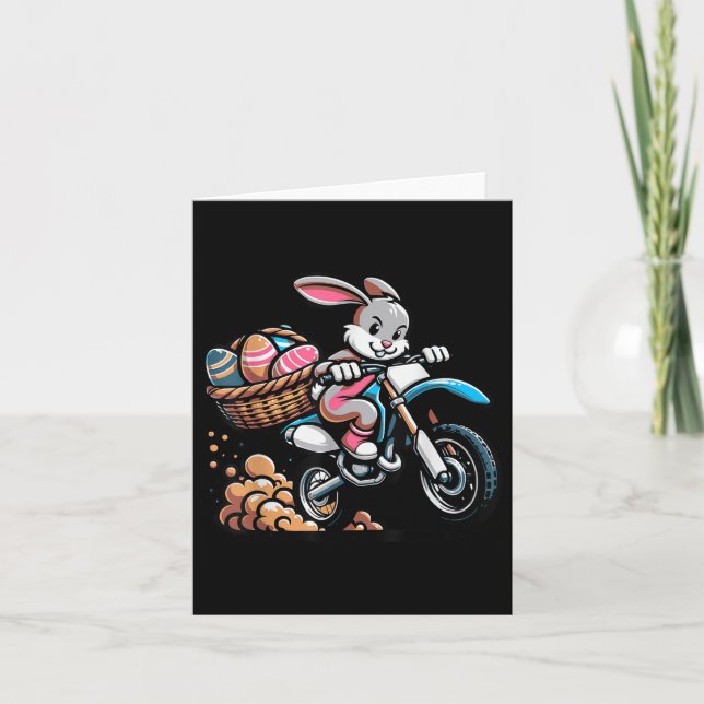 Cool Easter Bunny Motorcycle Happy Easter Day, Di  Card (Front)