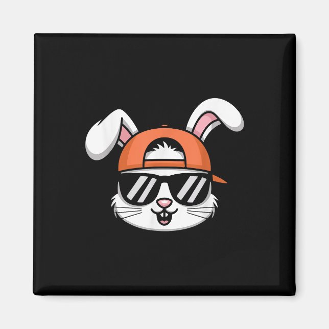 Cool Easter Bunny With Hat Funny Boys Kids  Magnet (Front)