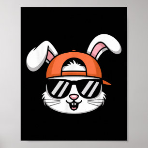 Cool Easter Bunny With Hat Funny Boys Kids Poster