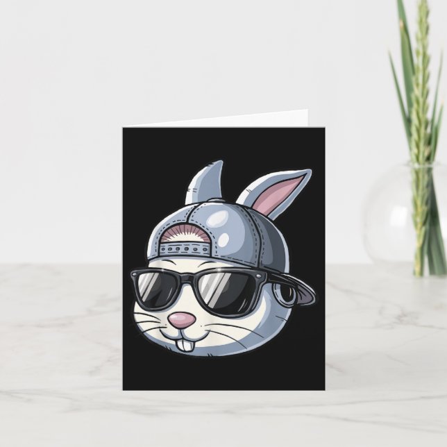 Cool Easter Bunny With Hat Funny Teens Boys Kids  Card (Front)