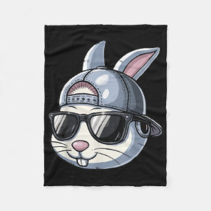 Cool Easter Bunny With Hat Funny Teens Boys Kids  Fleece Blanket