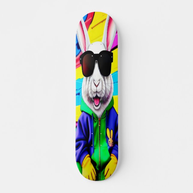 Cool Easter bunny with shades Skateboard (Front)