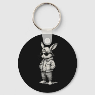 Cool Easter Bunny With Sungles For Boys Teens Men Key Ring