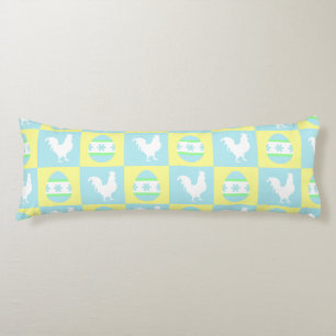 Cool Easter Chequerboard Pattern Rooster Eggs Body Cushion