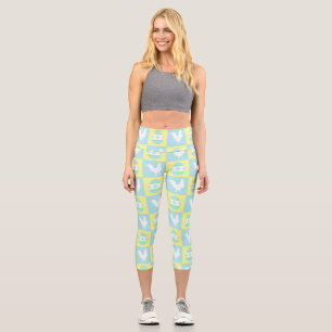 Cool Easter Chequerboard Pattern Rooster Eggs Capri Leggings