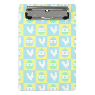 Cool Easter Chequerboard Pattern Rooster Eggs Mini Clipboard