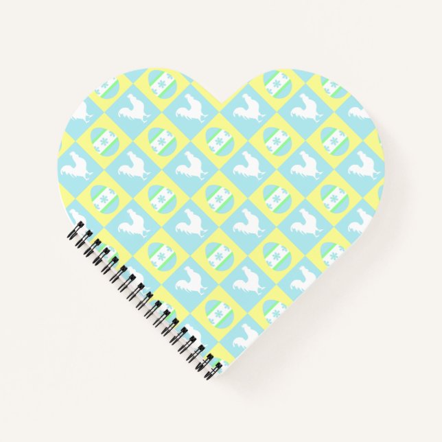 Cool Easter Chequerboard Pattern Rooster Eggs Notebook (Front)