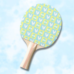 Cool Easter Chequerboard Pattern Rooster Eggs Ping Pong Paddle