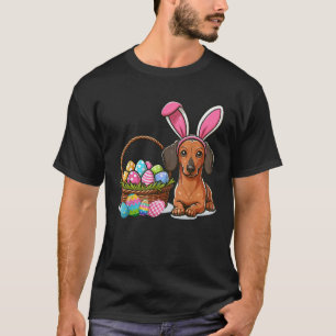 Cool Easter Dachshund Easter Basket Bunny Ears Hap T-Shirt