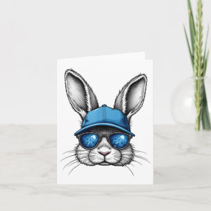 Cool Easter Day Bunny Face With Sungles Men Boys K Card