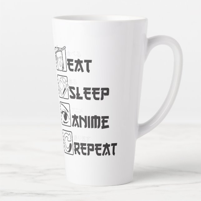 Cool Eat Sleep ANIME Repeat Funny Icon Japanese Latte Mug (Right)