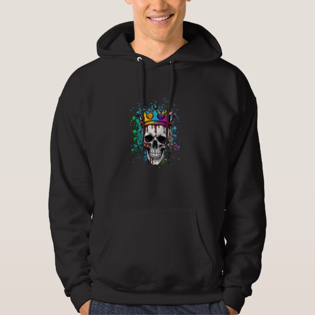 Cool Edgy Trippy Dripping Kind Skull Skeleton Hoodie (Front)