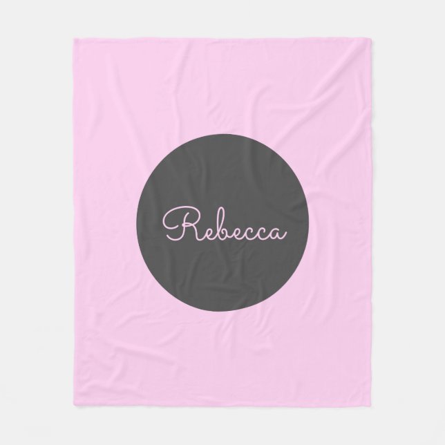 Cool Editable Pink Retro-Modern Script Design Fleece Blanket (Front)