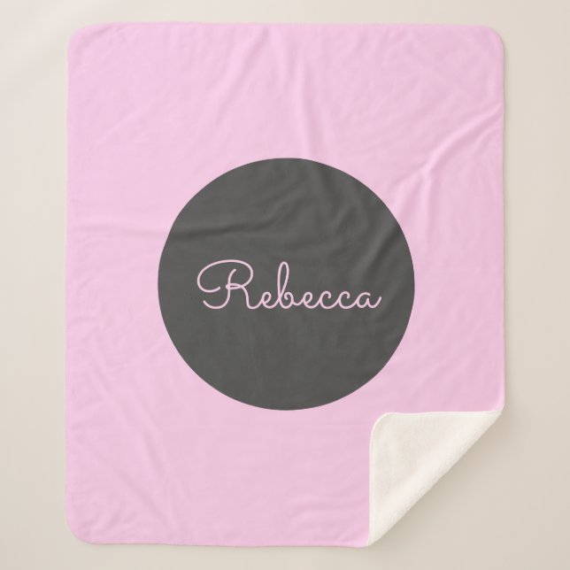 Cool Editable Pink Retro-Modern Script Design Sherpa Blanket (Front)