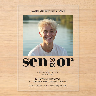 Cool Editorial Style Senior Grad Photo TMF26 Acrylic Invitations