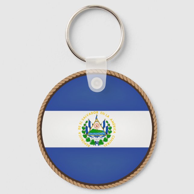 Cool El Salvador Flag Seal Key Ring (Front)