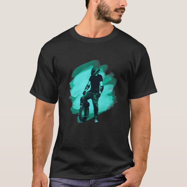 Cool Electric Unicycle Night Drive T-Shirt (Front)