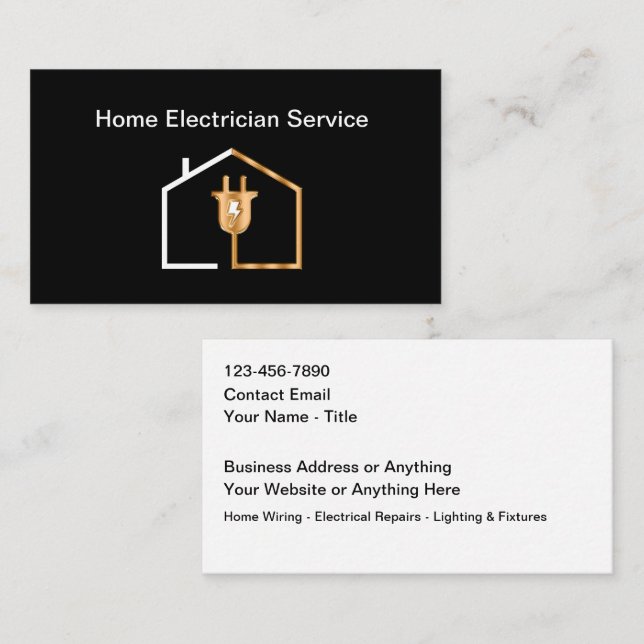 Cool Electrician Services Modern Business Card (Front/Back)