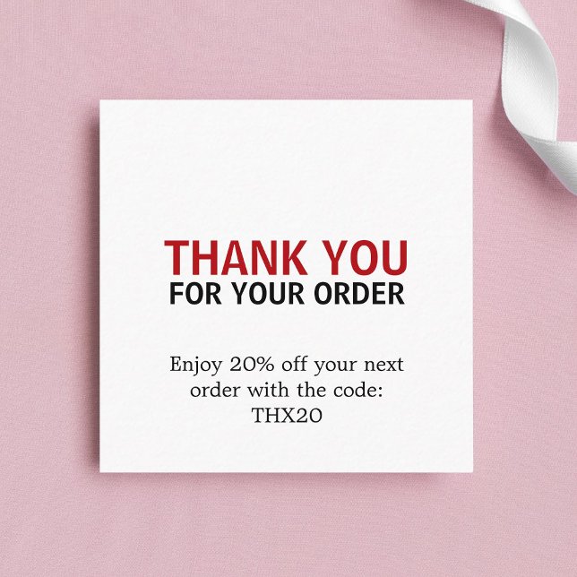 Cool Elegant Bold Red Thank You Card Coupon (Creator Uploaded)