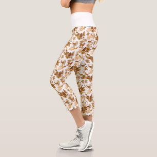 Cool Elegant Brown Deer French Toile Capri Leggings