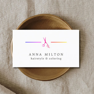 Cool Elegant Colourful Scissors Lines Hair Stylist Business Card