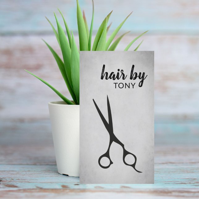 Cool Elegant Grey Black Scissors Hairstylist Business Card (Creator Uploaded)
