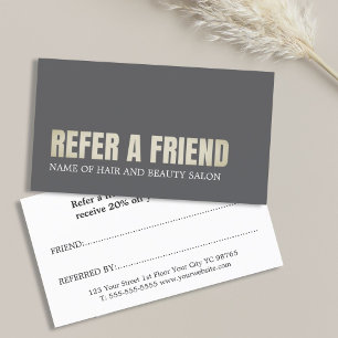 Cool Elegant Grey Golden Beauty Salon Referral Card