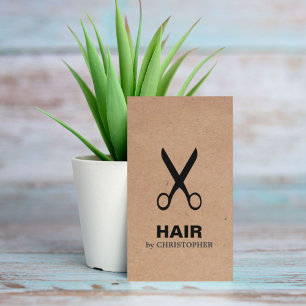 Cool Elegant Kraft Paper Black Scissor Hairstylist Business Card