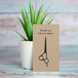 Cool Elegant Kraft Paper Black Scissor Hairstylist Business Card