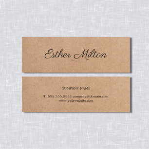 Cool Elegant Kraft Paper Handwriting Consultant Mini Business Card