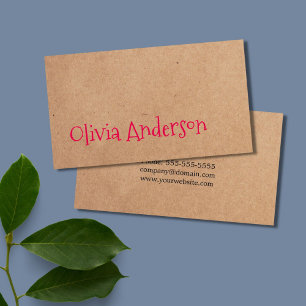 Cool Elegant Kraft Paper Pink Consultant Business Card
