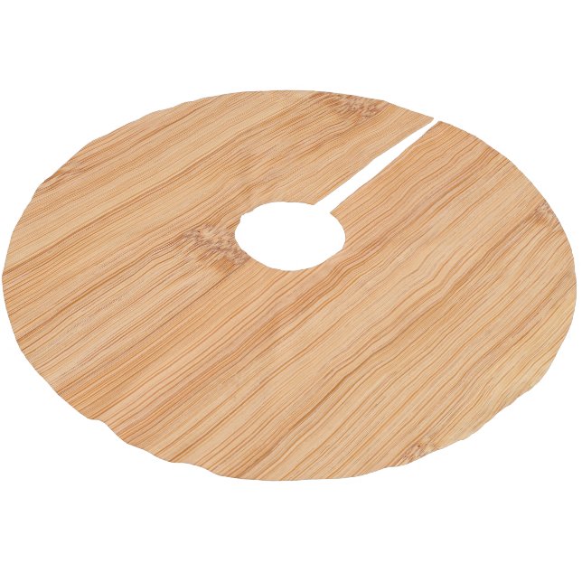 Cool elegant light brown bamboo wood print brushed polyester tree skirt (Angled)