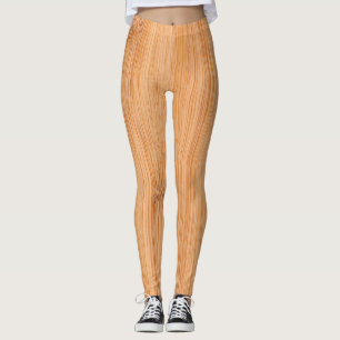 Cool elegant light brown bamboo wood print leggings