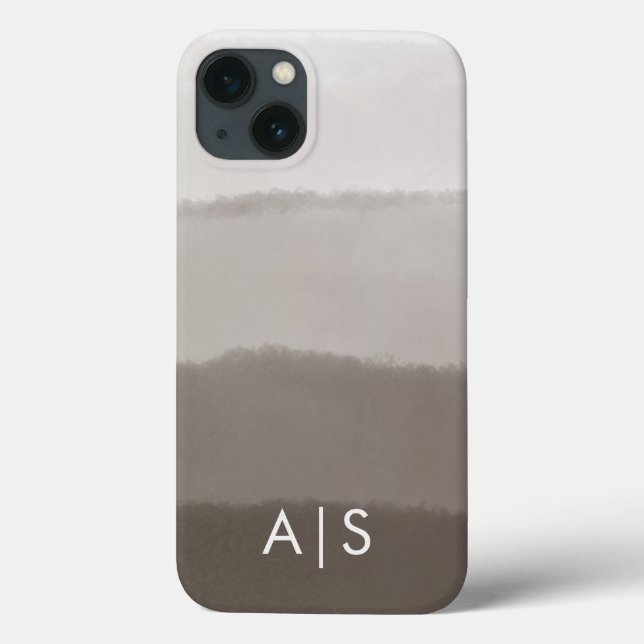 Cool Elegant Monogrammed Initials Davy Grey Ombre Case-Mate iPhone Case (Back)