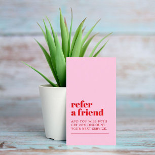 Cool Elegant Pink Red Bold Beauty Salon Referral Card
