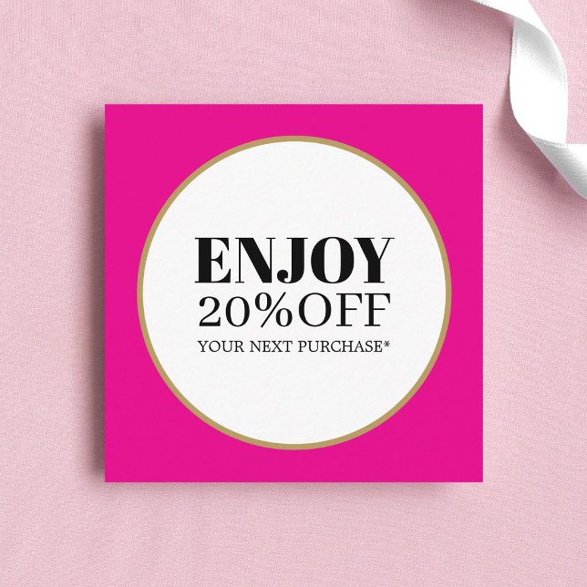 Cool Elegant Pink Rose Golden White Circle Salon Discount Card (Creator Uploaded)