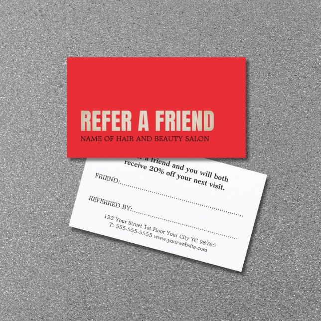 Cool Elegant Red Golden Beauty Salon  Referral Card (Creator Uploaded)