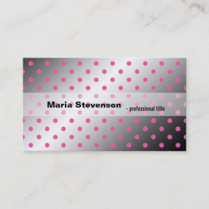 Cool, elegant shining pink and grey polka dots business card