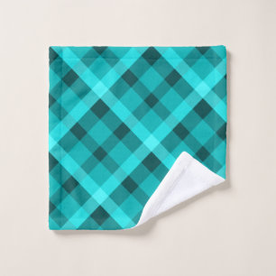 Cool Elegant Turquoise Plaid Washcloth Wash Cloth