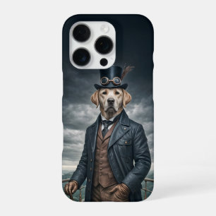 Cool Elegant Victorian Steampunk Labrador Dog Art iPhone 16 Pro Case