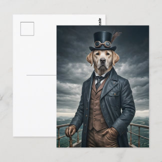 Cool Elegant Victorian Steampunk Labrador Dog Art Postcard