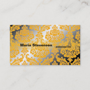 Cool, elegant yellow damask shining business card