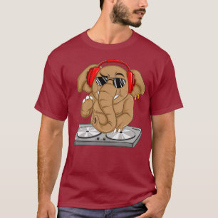 Cool Elephant DJ Funny Party Animal Music Mixer T-Shirt
