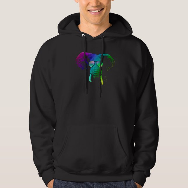 Cool Elephant With Dj Sunglasses Hoodie (Front)