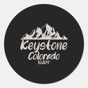 Cool Elevation Keystone Colorado Tee Skiing Snowbo Classic Round Sticker