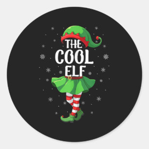 Cool Elf Christmas Girls Women Elf Squad Xmas Fami Classic Round Sticker