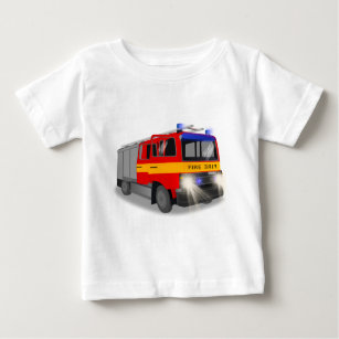Cool Emergency Fire Engine Cartoon Design for Kids Baby T-Shirt